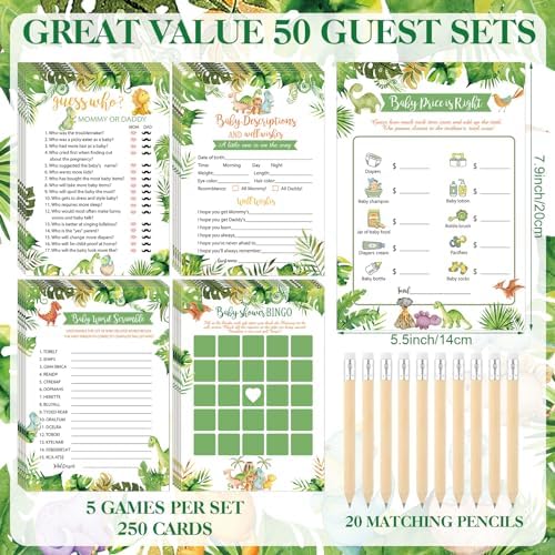 Patelai 321 Pcs Dinosaur Baby Shower Decoration Hatching Soon Games Decor - Image 5