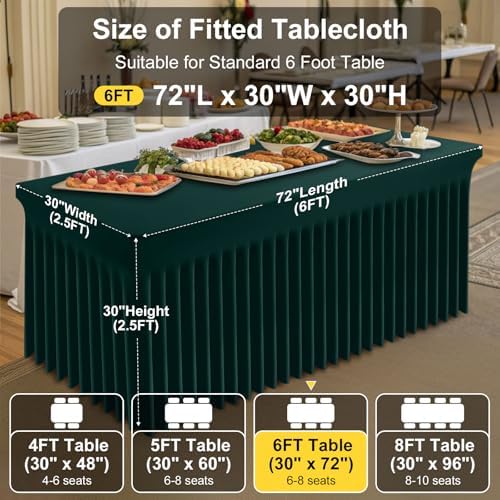 Smiry 2 Pack Spandex Elastic Fitted Table Cloth Skirt for 6FT Table - Image 4