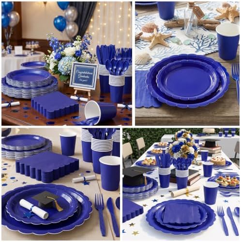 Vyntra 175 Pcs Navy Blue Paper Plates and Napkins Party Supplies - Image 5