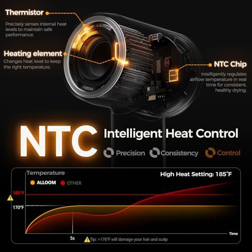 High-Speed Hair Dryer Pro, No Heat Damage & 600 Million Ions Blow Dryer for Hair Care Beyond Salon, Fast Drying & Low Noise, Hairdryer with Diffuser, Nozzle, Comb - Image 5