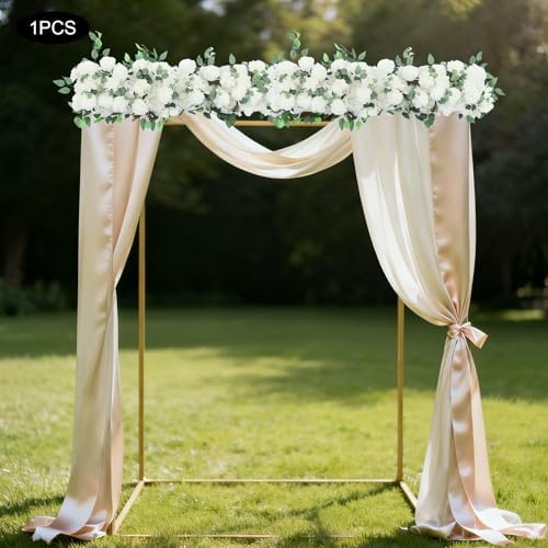 Artificial Flowers, 100cm Artificial Flowers Row, Artificial Flower Row for Home Decor, Wedding Centerpiece, Realistic Fake Flowers (White) - Image 2