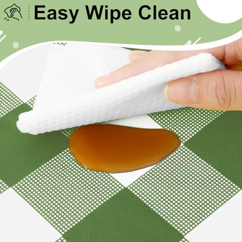 misaya 12 PCS Sage Green White Buffalo Plaid Plastic Disposable Table Cloth - Image 5