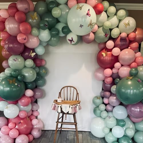 Pink Purple Green Balloons Arch Wildflower Fairy Floral Tea Party Birthday - Image 5