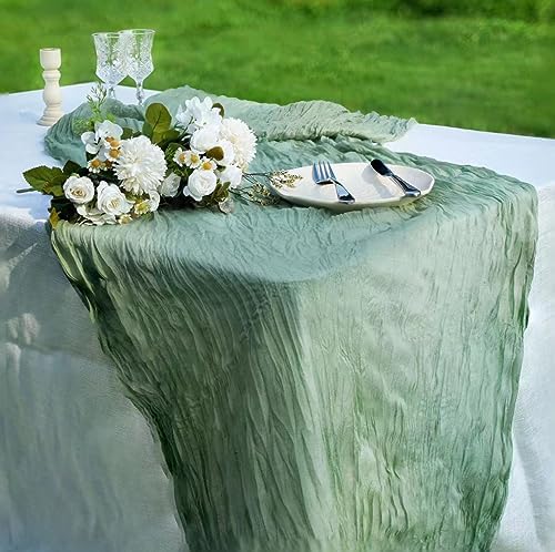 12 Pcs Terracotta Cheesecloth Table Runner 13ft Boho Gauze Cheesecloth Table Runner 160 inch Long for Christmas Wedding Bridal Baby Shower Birthday Table Decorations - Image 5