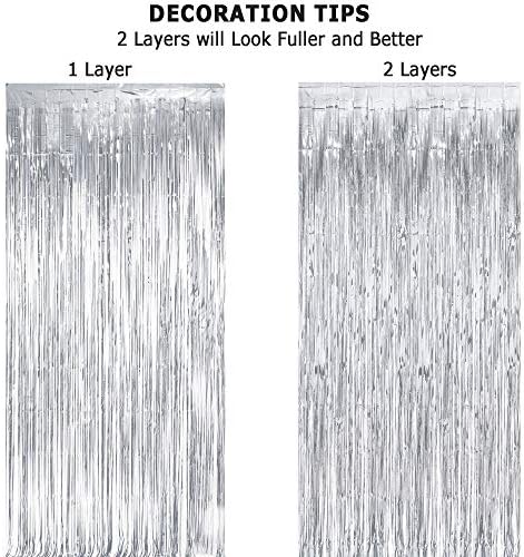 Silver Streamers Metallic Party Backdrop 8.2ft x 3.2ft - Pack of 2 - Image 5