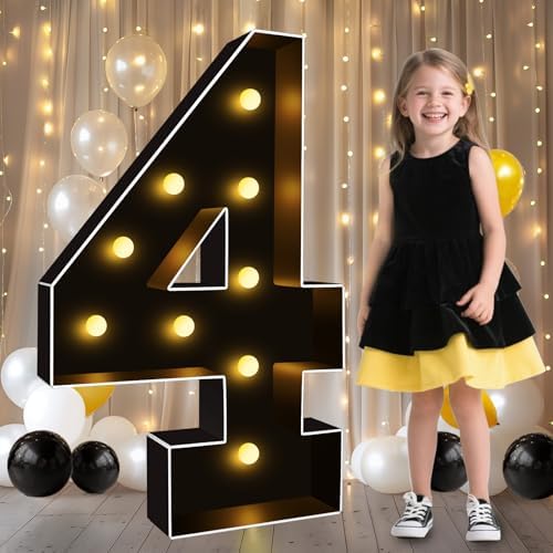 Pooqla 3FT Marquee Light Up Numbers 4 for 4th 40th Birthday Decorations by Pooqla