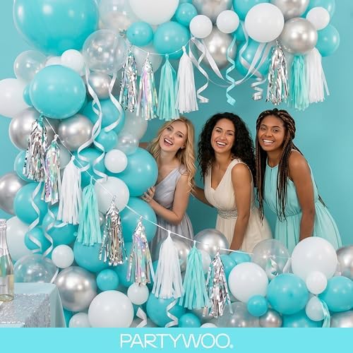 PartyWoo Teal Balloons 140pcs Turquoise Dark Teal Different Sizes - Image 5