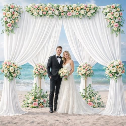 10x10 FT White Backdrop Curtains for Weddings, Parties and Photo Booths - Image 2