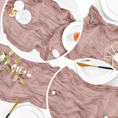 16 Pack Dusty Pink Cheesecloth Table Runner 20 x 120 inch Gauze Table Runners 10 FT Long,Semi Sheer Cheese Cloth Fabric Table Runner Bulk for Wedding,Party,Baby Shower,Bridal Shower Decoration - Image 7