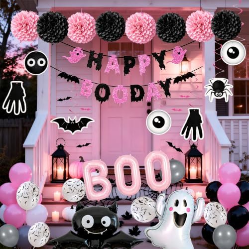 Pink Halloween Birthday Party Decorations, Happy Boo Day Decorations Kit - Image 7