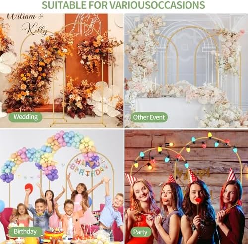 2 Pack Metal Arch Backdrop Stand 7.2FT, 6FT Wedding Balloon Floral Frame - Image 5