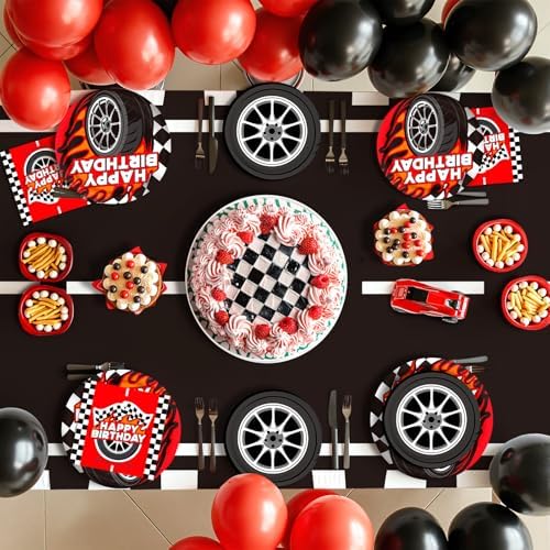 Birthday Decorations Kit: Car Theme Party Supplies for 25 - Includes Dinner & Dessert Plates, Napkins, Cups, Banner and Tablecloth for Boys' Racing Car Birthday Party Decorations - Image 7
