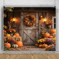 15x10ft Fall Backdrops for Photography Glitter Rustic Wooden Barn Door Fall Photo Backdrop Hay Bales Flowers Pumpkins Autumn Harvest Background Warm Thanksgiving Decorations by Lexfvpoo