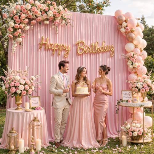 30x10ft Dusty Rose Backdrop Curtain Panels for Parties - Wrinkle Free Polyester Photo Curtain Backdrop Wedding Back Drop Fabric Drapes for Party Decorations Background for Photography - Image 4