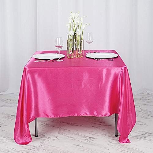 Balsa Circle 10 pcs 72x72 inch Fuchsia Square Tablecloth Satin Fabric Overlays Linens | Table Cloths Cover for Wedding Party Banquet Reception Events Decoration Kitchen Dining Events Kitchen Dining - Image 5