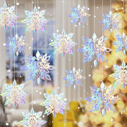 36PCS Hanging Snowflake Decorations Winter Wonderland Party Supplies by Besslly