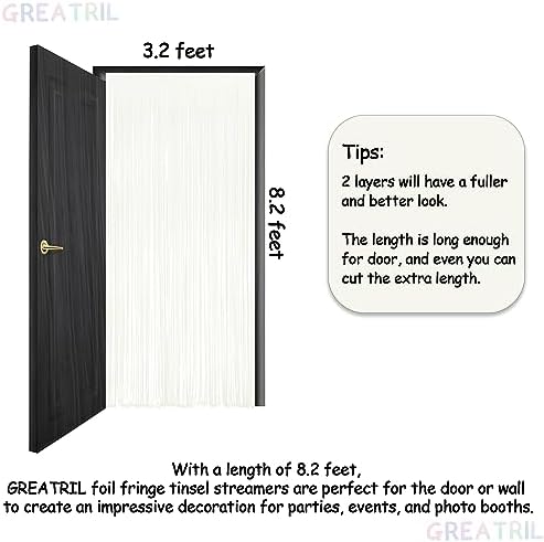White Party Streamers Decoration - GREATRIL Foil Fringe Backdrop for Daisy Groovy Birthdays/Anniversary/Graduations/Bridal Shower/Cocktail/Prom/Gala - 3.2ft X 8.2ft - 2 Packs - Image 5