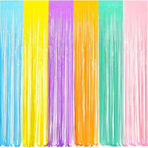 BRAVESHINE Tinsel Foil Fringe Curtains | Pastel Colourful Party Backdrop by BRAVESHINE