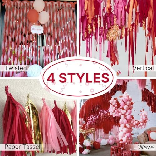 PartyWoo Burgundy Crepe Paper Streamers 6pcs 492 FT Burgundy Streamers - Image 5