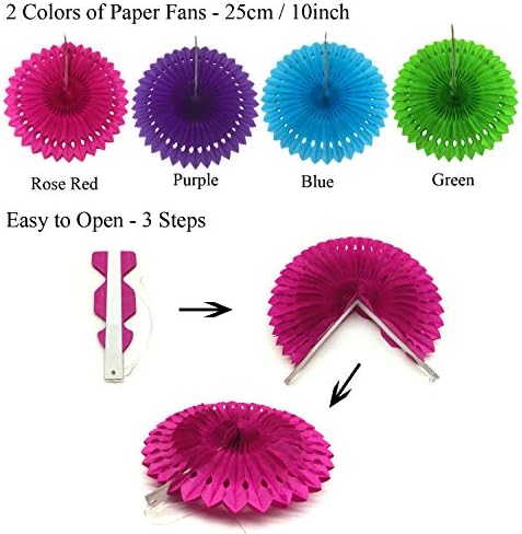 Mexican Party Decorations Multicolored Fiesta Paper Fan Party Decorations - Image 3