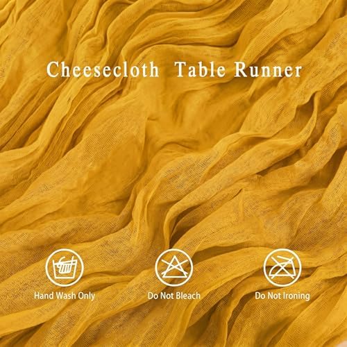 8 Pack Gold Cheesecloth Table Runner 17x108 inch Boho Gauze Cheese Cloth Table Runners for Wedding Party Baby Bridal Shower Home Decor - Image 3
