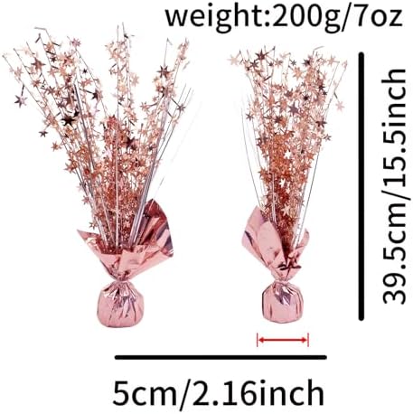 6 Pack Metallic Foil Spray Centerpiece Stars for Wedding, Birthday, Anniversary, Christmas Table Decor, Holiday Festival Baby Shower Graduation Mantle Party Decorations (Rose gold) - Image 2