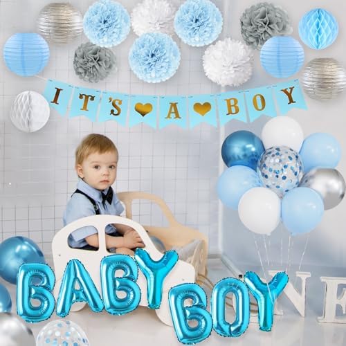 Ouddy Party Blue Baby Shower Decorations for Boys with Its a Boy Banner - Image 5