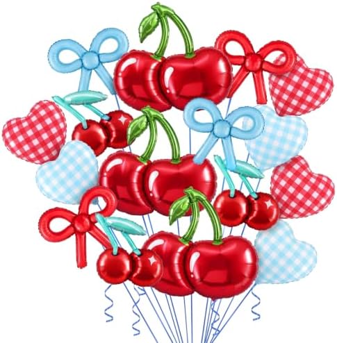 MiniInflat 16 Pcs Red and Blue Cherry Party Balloons Decorations by MiniInflat