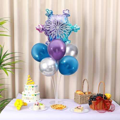 Naozinebi 4 Sets Snowflake Birthday Party Balloons Stand Kit Party Decor - Image 4