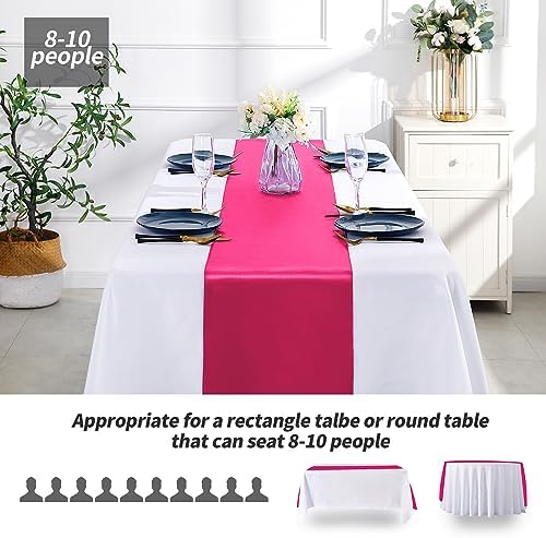 SiinvdaBZX 4 Pcs Hot Pink Satin Table Runner 12 x 108 inches Long - Image 3