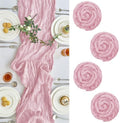 4 Pack Pink Cheesecloth Table Runner for Birthday Party Home Decor by IVAPUPU