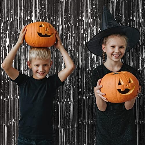 10 Pack Black Backdrop Curtain 3.2ft x 8.2ft Metallic Tinsel Foil Fringe Curtains Photo Booth Background for Birthday Party Decoration Baby Shower Engagement Wedding Christmas Decoration (Black) - Image 5