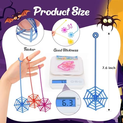 30 Pcs Sticky Spider Web Sticky Hands for Kids Bulk Halloween Party Favors Decorations,Spider Webs for Classroom Prizes Halloween Gifts Goodie Bags Stuffers Pinata Stuffers for Boys Girl - Image 3