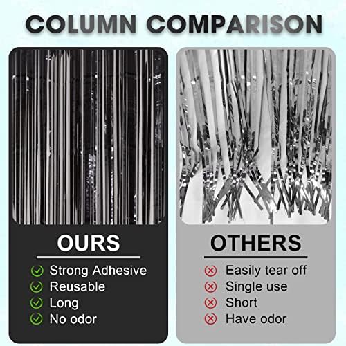Voircoloria Black Foil Fringe Backdrop Curtains, 3.3x8.2ft, 3 Pack - Image 5