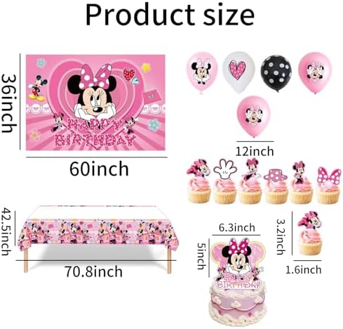 Cute Birthday Party Decorations, Party Supplies Include Birthday Cake Toppers, Tablecloth, Backdrop, Balloons, Cartoon Party Celebrate Supplies - Image 2
