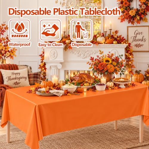 12 Pcs Fall Plastic Tablecloths Thanksgiving Rectangle Tablecloth - Image 4