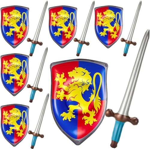 Poen 24 Pcs Inflatable Sword and Shield Medieval Knight Party,Lion by Poen
