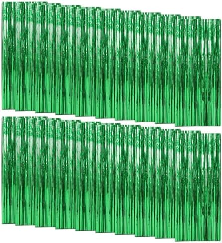 20 Pack Foil Curtain Backdrop Green Metallic Tinsel Foil Fringe Curtains Photo Booth Props for Birthday Wedding Engagement Baby Shower Bachelorette Christmas Holiday Celebration Party Decorations by KEJ