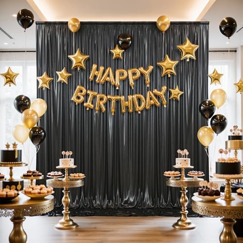 10x10FT Black Sequin Backdrop Curtain for Party - 2 Panels 5x10FT Wrinkle-Free Shimmer Drapes for Birthday, Wedding, Christmas, Decorations & Photography - Image 3