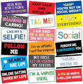 Beeveer 24 Designs Social Media Photo Booth Props, Double Sided PVC Signs by Beeveer