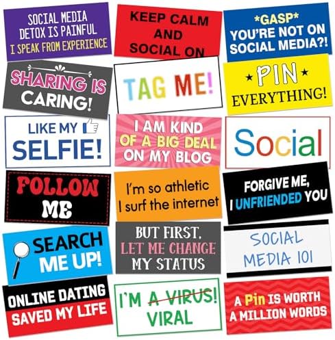 Beeveer 24 Designs Social Media Photo Booth Props, Double Sided PVC Signs by Beeveer