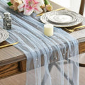 Artoid Mode Pearl Blue Gauze Table Runner 59x120 Inch , Seasonal Sheer Kitchen Dining Holiday Wedding Birthday Baby Shower Table Decor for Home Party by ArtoidMode