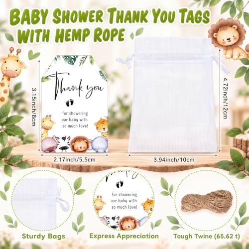 50 Sets Baby Shower Favors Shot Glasses Keychain Gifts, Safari, Mixed - Image 4