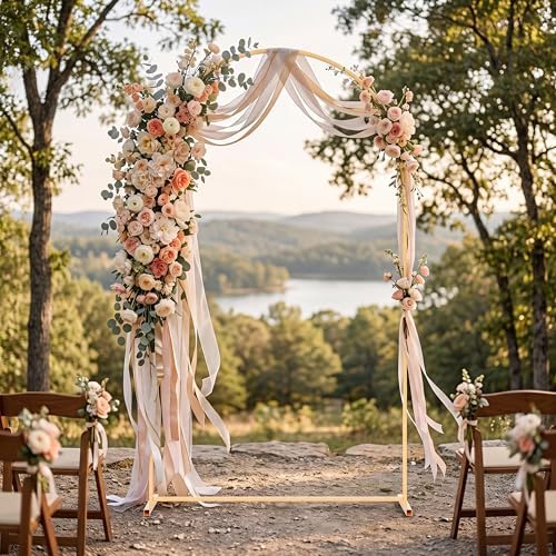 7.2FT Wedding Arch Backdrop Stand, Heavy Duty Metal Arch Frame for Balloons, Flowers & Fabric, Event Decoration Stand for Ceremony, Party & Photos - Image 5