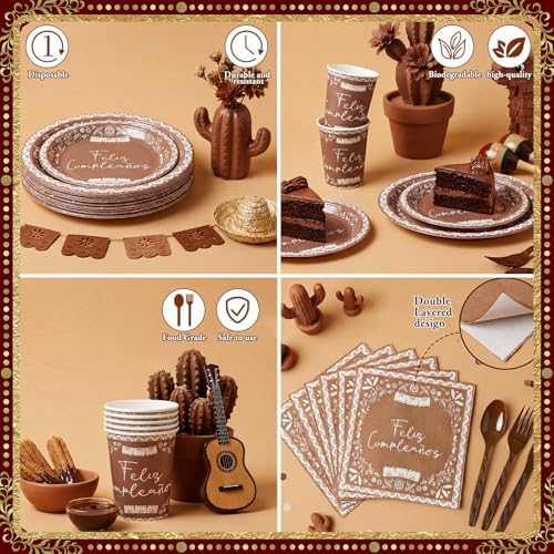 168 Mexican Birthday Tableware Set for 24 Cinco De Mayo Supplies - Image 3