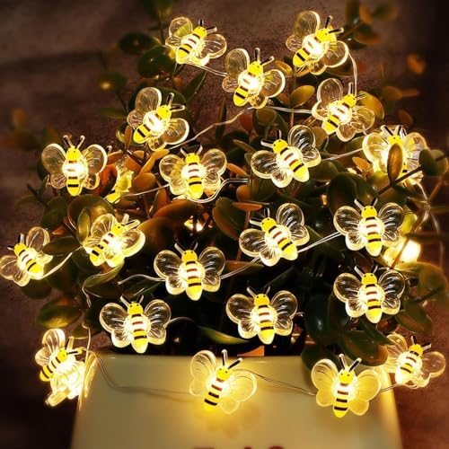 Bee Decor String Lights with Twinkling 10Ft 30Leds Battery Operated Spring Bee Bumble Cottage Core Decor Honey Gifts for DIY, Home, Classroom, Birthday, Party, Wedding, Christmas Tree by Decorateyourdreamswithligh