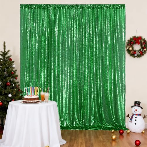Poise3EHome Green Sequin Backdrop Curtain, 10Ft x 10Ft Green Glitter Backdrop Curtains, Sequence Xmas Thanksgiving Backdrop Drapes for Wedding Party Festival Decor - Image 6