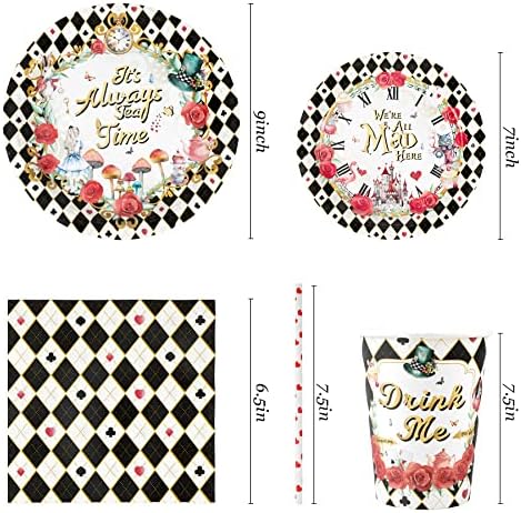 Recheel Alice In Wonderland Party Plates Set, Wonderland Party Decorations - Image 2