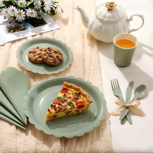 Goodluck 175 PCS Sage Green Paper Plates Set, 25 Guest Green Party Supplies - Image 4