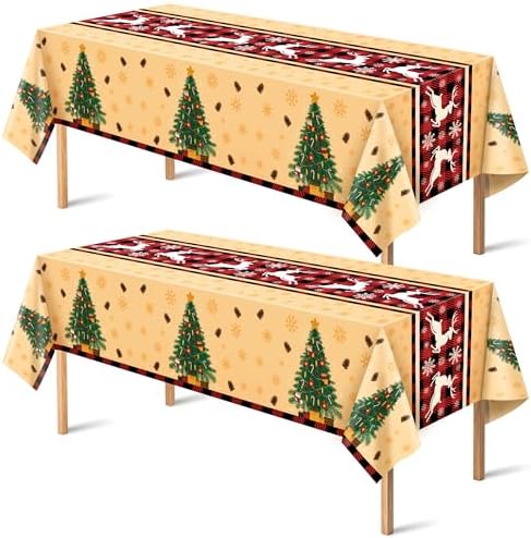 OHOME Christmas Party Decorations - Christmas Tablecloth | Xmas Decorations Party Favors Supplies for Door Table Decor Backdrop Banner Indoor Outdoor,2 Pack by OHOME